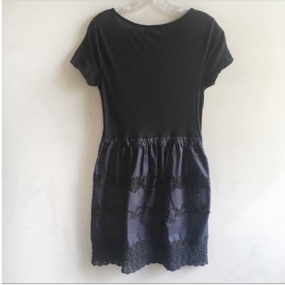 Anthropologie Leifnotes Flyaway dress navy embroidered birds - Picture 8 of 8